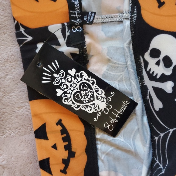 Halloween Buttery Soft Stretch Leggings Sz XL Ghost Pumpkin Spider Webs On Black - Picture 6 of 7